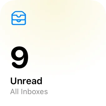 The Unread widget: 9 unread in All Inboxes.